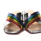 Christian Louboutin Silver Silver And Rainbow Stripe Mule Sandal