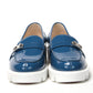 Christian Louboutin Blue And White Silver Logo Lock Boat Shoe