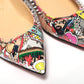 Christian Louboutin Silver Multi Print Embellished Flat Patent Point Shoe