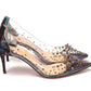 Christian Louboutin Black Pearlescent Heel Pvc Spikes Sandal