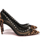 Christian Louboutin Brown Silver Leopard  Nappa And Mesh Studded High Heels Pumps