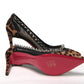 Christian Louboutin Brown Silver Leopard  Nappa And Mesh Studded High Heels Pumps