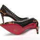 Christian Louboutin Brown Silver Leopard  Nappa And Mesh Studded High Heels Pumps