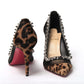 Christian Louboutin Brown Silver Leopard  Nappa And Mesh Studded High Heels Pumps