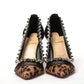 Christian Louboutin Brown Silver Leopard  Nappa And Mesh Studded High Heels Pumps