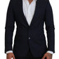 Dolce & Gabbana Elegant Blue Wool Silk Blazer Jacket