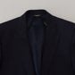 Dolce & Gabbana Elegant Blue Wool Silk Blazer Jacket