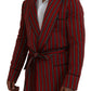 Dolce & Gabbana Elegant Red Striped Long Robe Luxury Wear