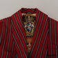 Dolce & Gabbana Elegant Red Striped Long Robe Luxury Wear