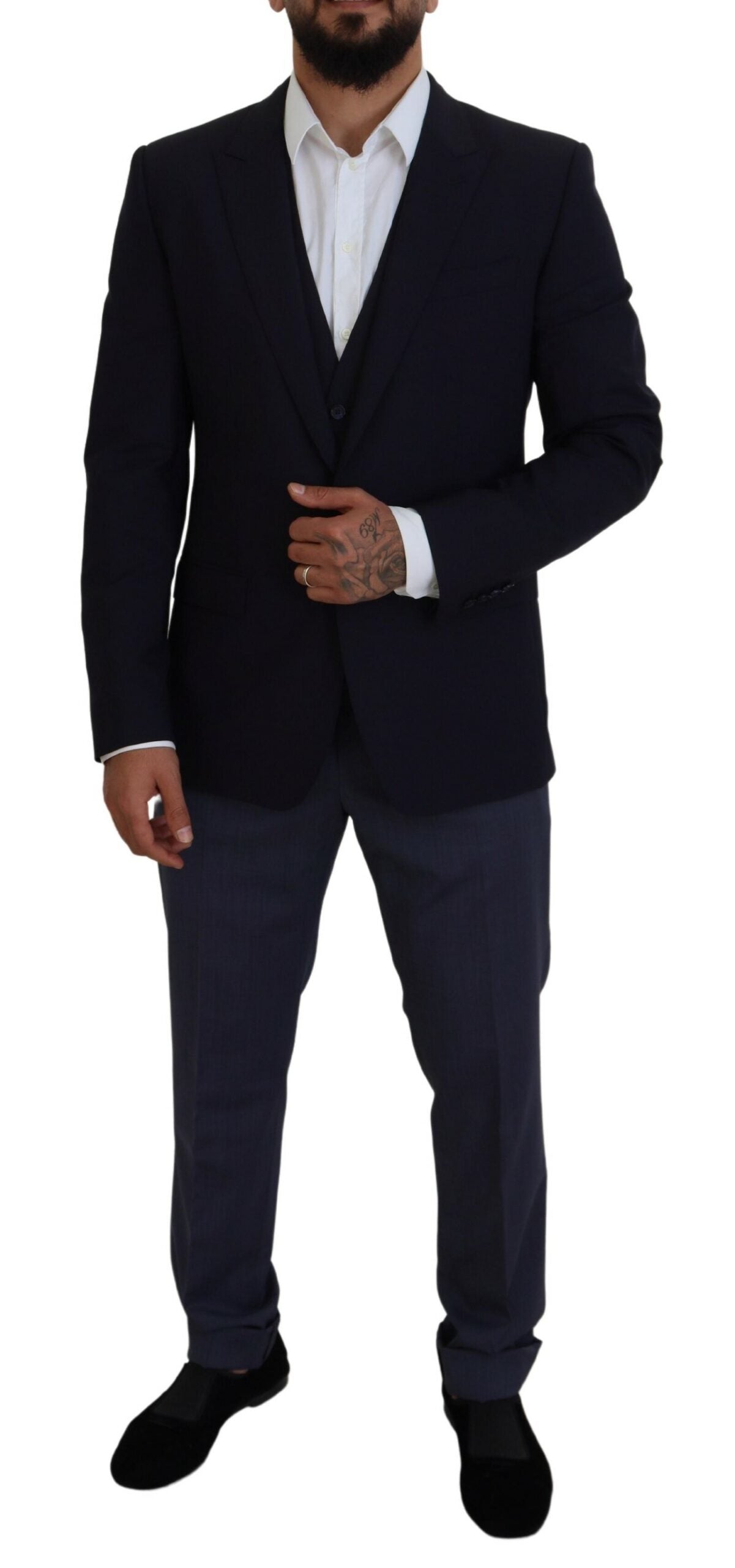 Dolce & Gabbana Elegant Navy Wool Blend Martini Blazer