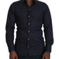 Dolce & Gabbana Elegant Slim Fit Dark Blue Dress Shirt