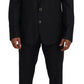 Dolce & Gabbana Elegant Black Wool Silk 3-Piece Martini Suit