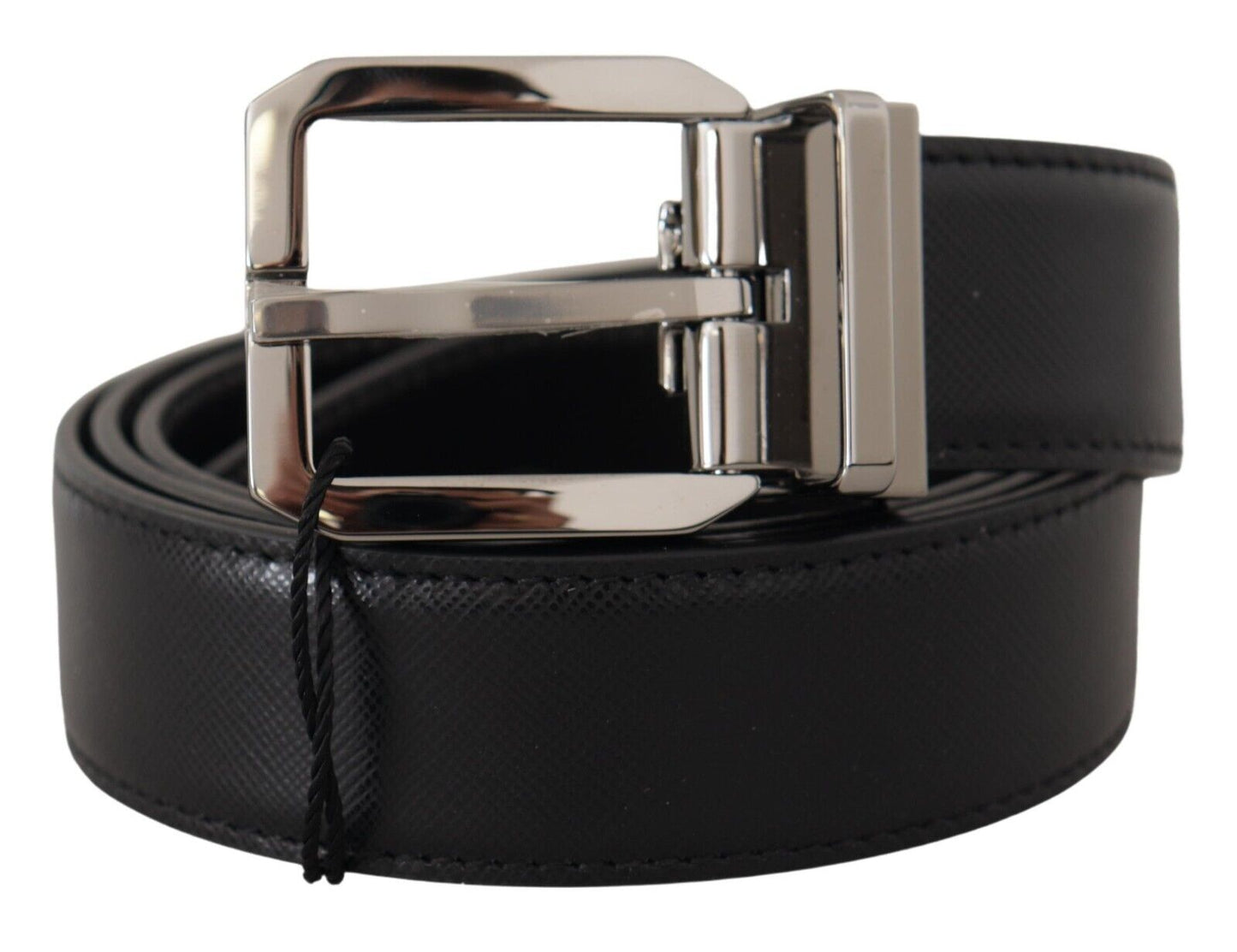 Dolce & Gabbana Elegant Black Leather Belt with Metal Buckle