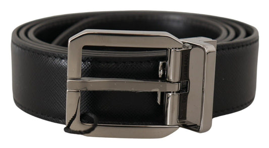 Dolce & Gabbana Elegant Black Leather Belt with Metal Buckle