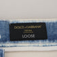 Dolce & Gabbana Elegant Loose Fit Denim Pants with Unique Print