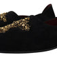 Dolce & Gabbana Black Gold Crystal Sequined Loafers