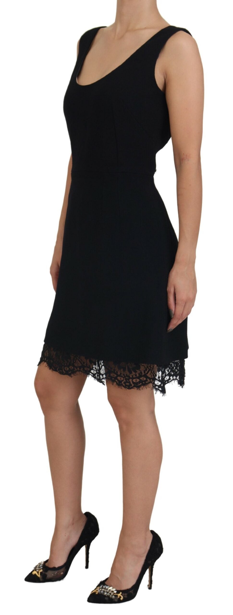 Dolce & Gabbana Elegant Black Lace Detail Mini Dress