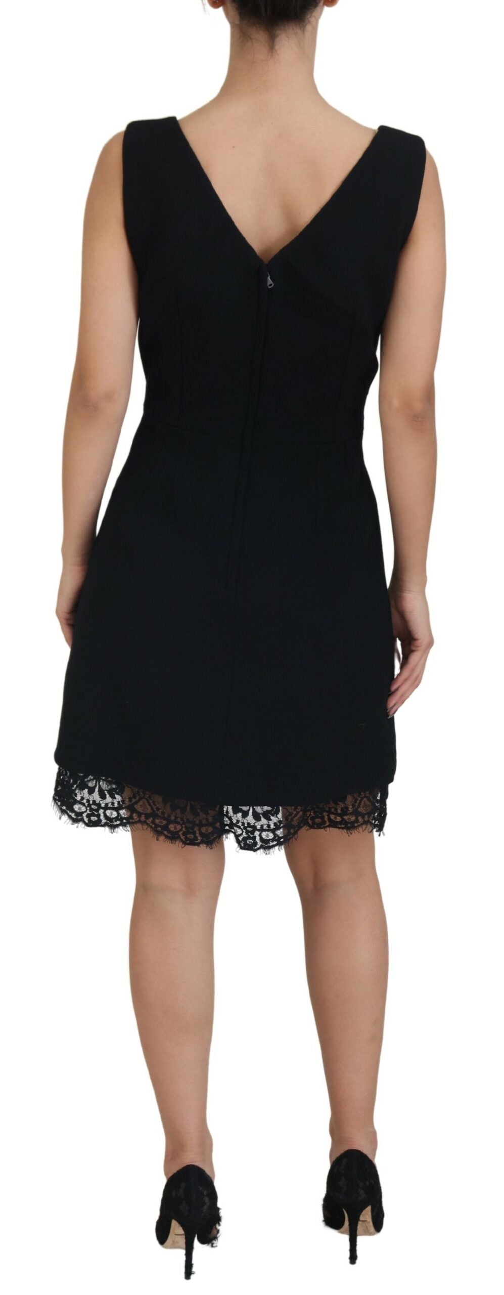 Dolce & Gabbana Elegant Black Lace Detail Mini Dress