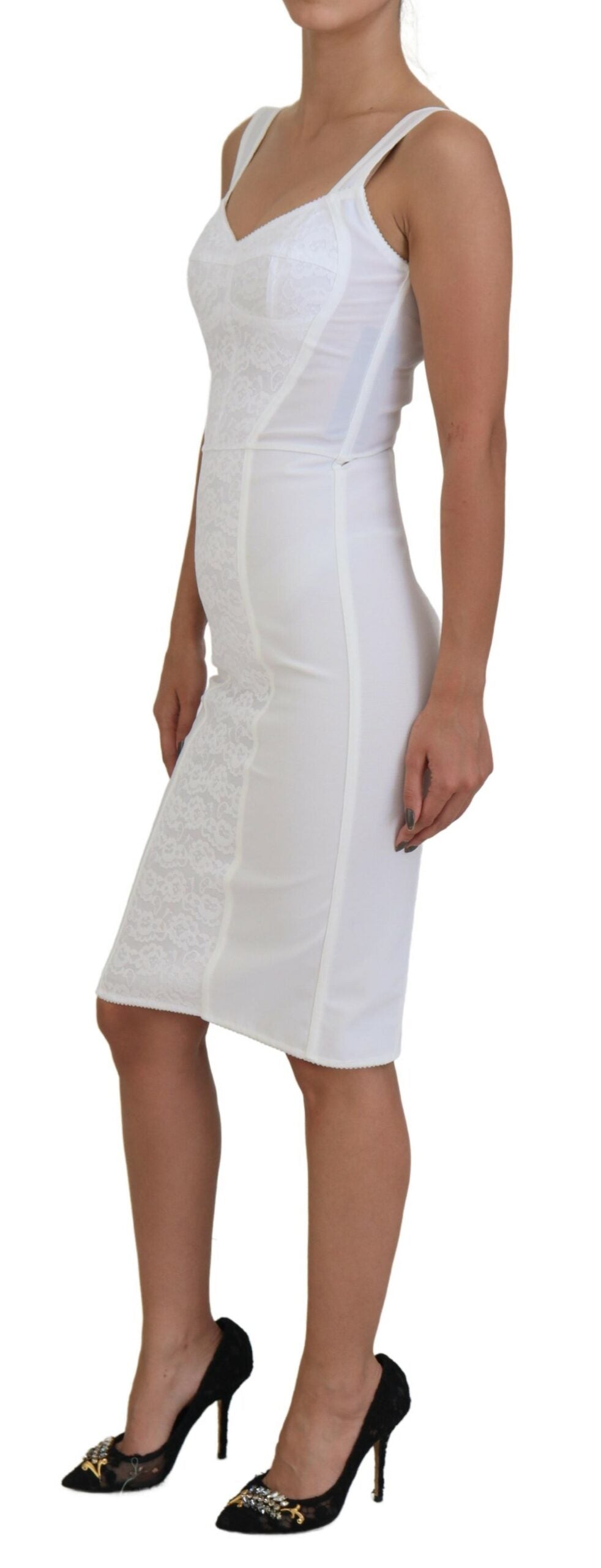 Dolce & Gabbana Elegant White Bodycon Knee-Length Dress