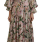 Dolce & Gabbana Floral Silk Maxi Dress with Back Zipper