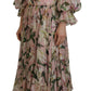 Dolce & Gabbana Floral Silk Maxi Dress with Back Zipper