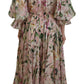 Dolce & Gabbana Floral Silk Maxi Dress with Back Zipper