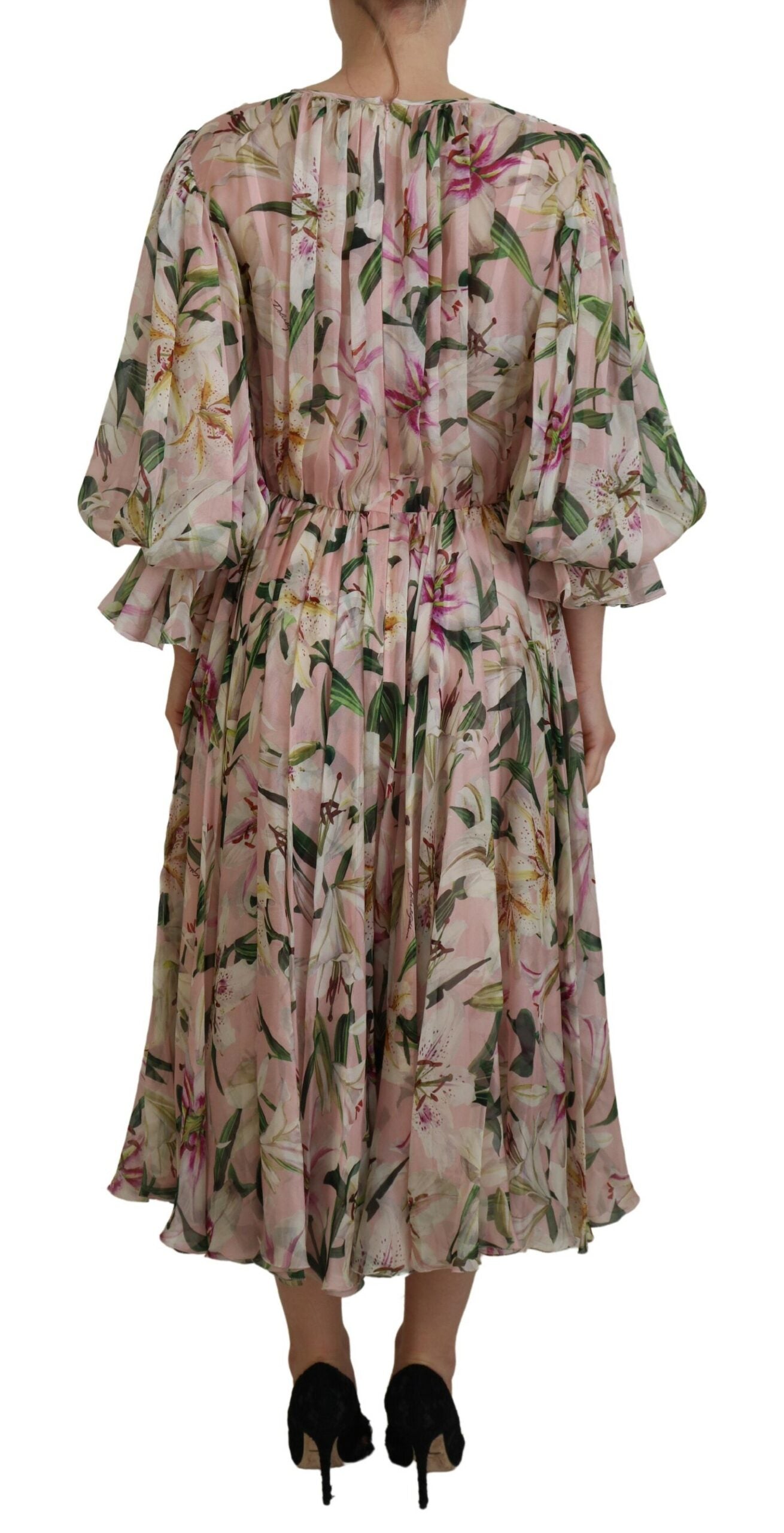 Dolce & Gabbana Floral Silk Maxi Dress with Back Zipper