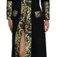 Dolce & Gabbana Elegant Gold Black Jacquard Trench Coat