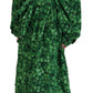 Dolce & Gabbana Silk Green Leaves Print Trench Jacket