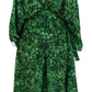 Dolce & Gabbana Silk Green Leaves Print Trench Jacket