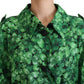 Dolce & Gabbana Silk Green Leaves Print Trench Jacket