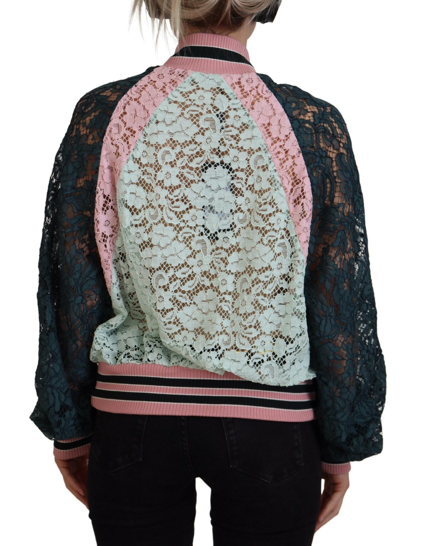 Dolce & Gabbana Elegant Floral Lace Bomber Jacket