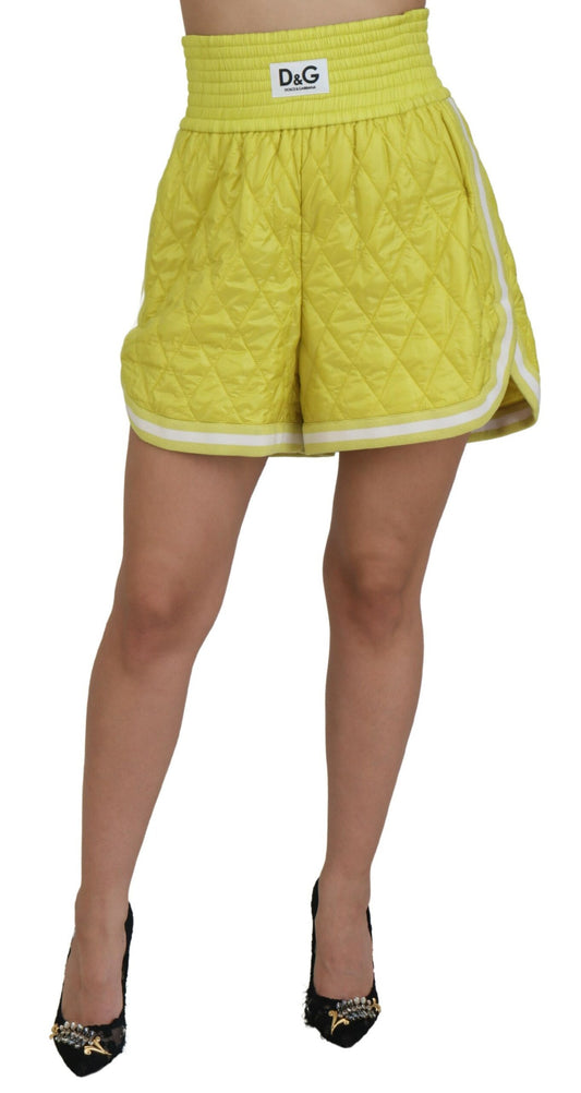 Dolce & Gabbana Chic High Waist Quilted Yellow Shorts