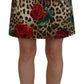 Dolce & Gabbana Elegant Leopard Rose Print Mini Skirt