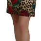 Dolce & Gabbana Elegant Leopard Rose Print Mini Skirt