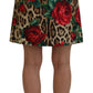 Dolce & Gabbana Elegant Leopard Rose Print Mini Skirt