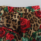 Dolce & Gabbana Elegant Leopard Rose Print Mini Skirt