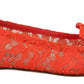 Dolce & Gabbana Elegant Lace Vally Flats in Coral Red