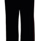 Dolce & Gabbana Sleek Black Velvet High-Waist Pants with Pink Stripes