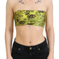 John Galliano Yellow Newspaper Print Cropped Blouse