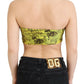 John Galliano Yellow Newspaper Print Cropped Blouse