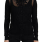 Dolce & Gabbana Elegant Black Floral Lace Cardigan Sweater