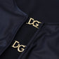 Dolce & Gabbana Elegant Black 3/4 Sleeve Top with Gold Detailing