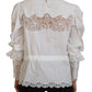 Dolce & Gabbana Elegant White Lace Trim Cotton Blouse