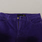 Just Cavalli Elegant Purple Corduroy Straight Fit Pants