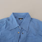 Ferre Elegant Blue Cotton Long Sleeve Polo Top