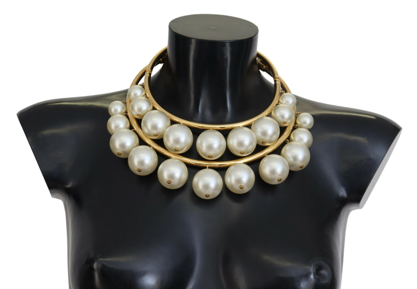 Dolce & Gabbana Elegant Faux Pearl Embellished Gold Choker