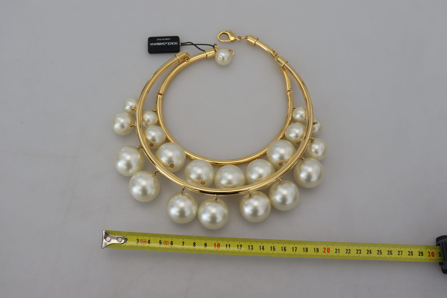 Dolce & Gabbana Elegant Faux Pearl Embellished Gold Choker