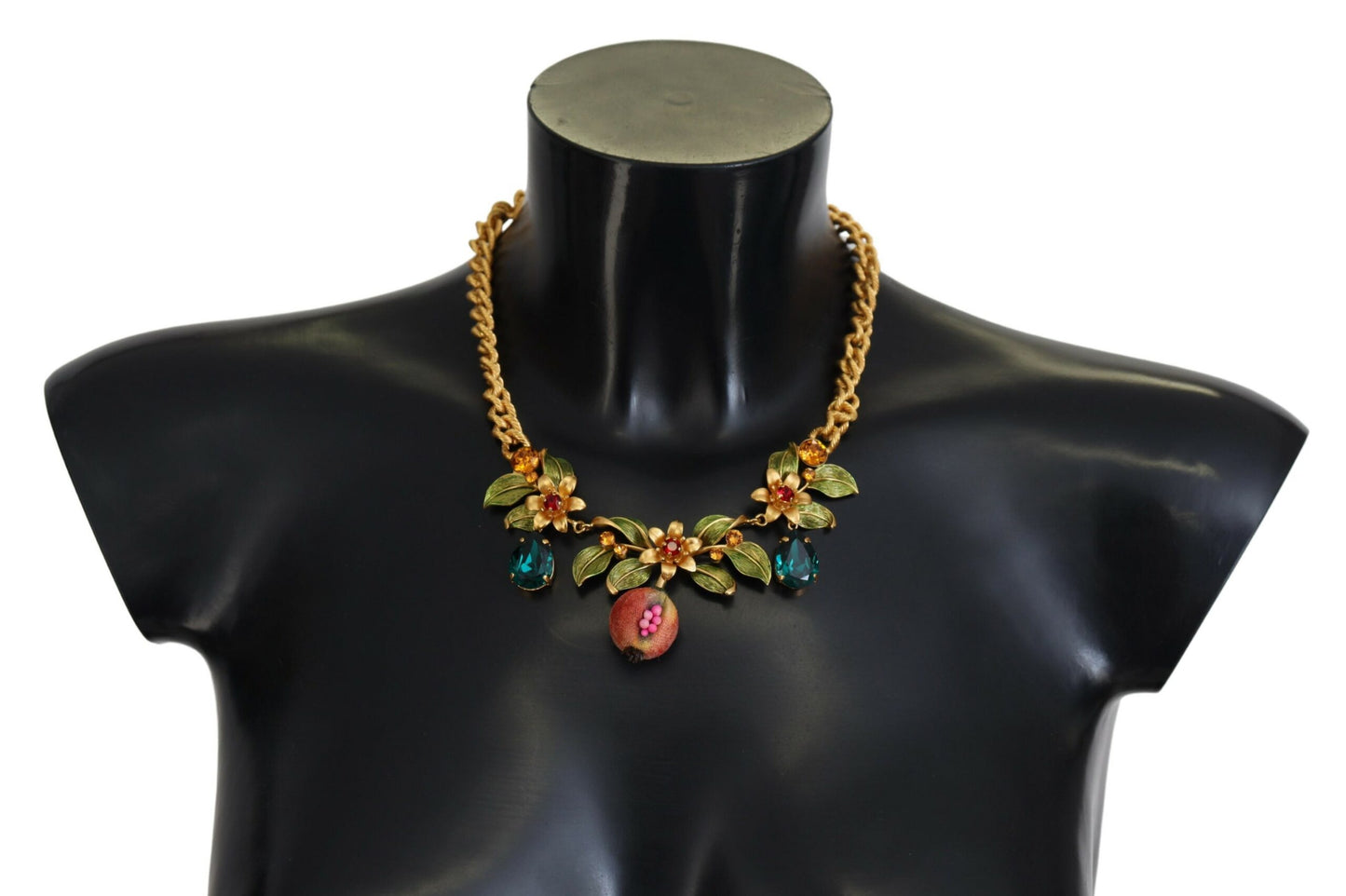 Dolce & Gabbana Elegant Floral Fruit Motif Gold Necklace