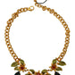 Dolce & Gabbana Elegant Floral Fruit Motif Gold Necklace